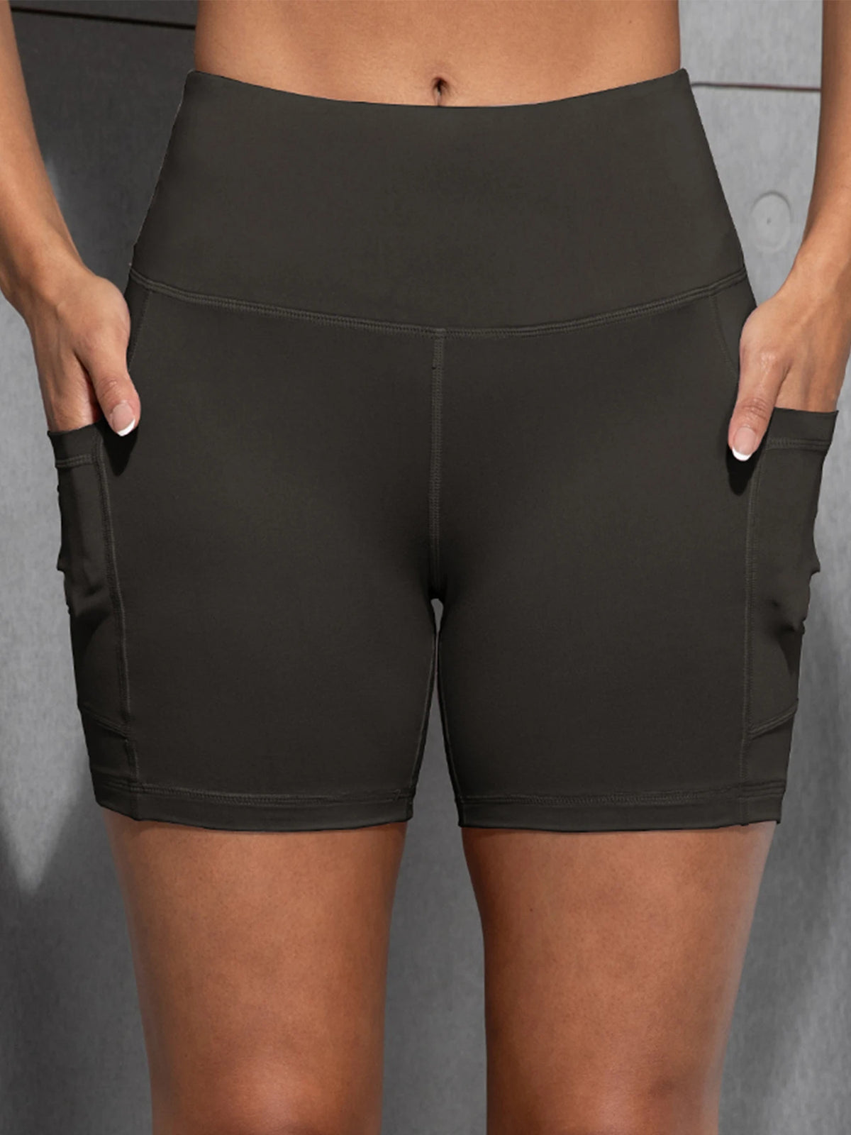 Yoga Shorts with Pockets High Waist Butt Lifting Cycling Tight Elastic Slim Running Fitness Women Shorts Sportswear