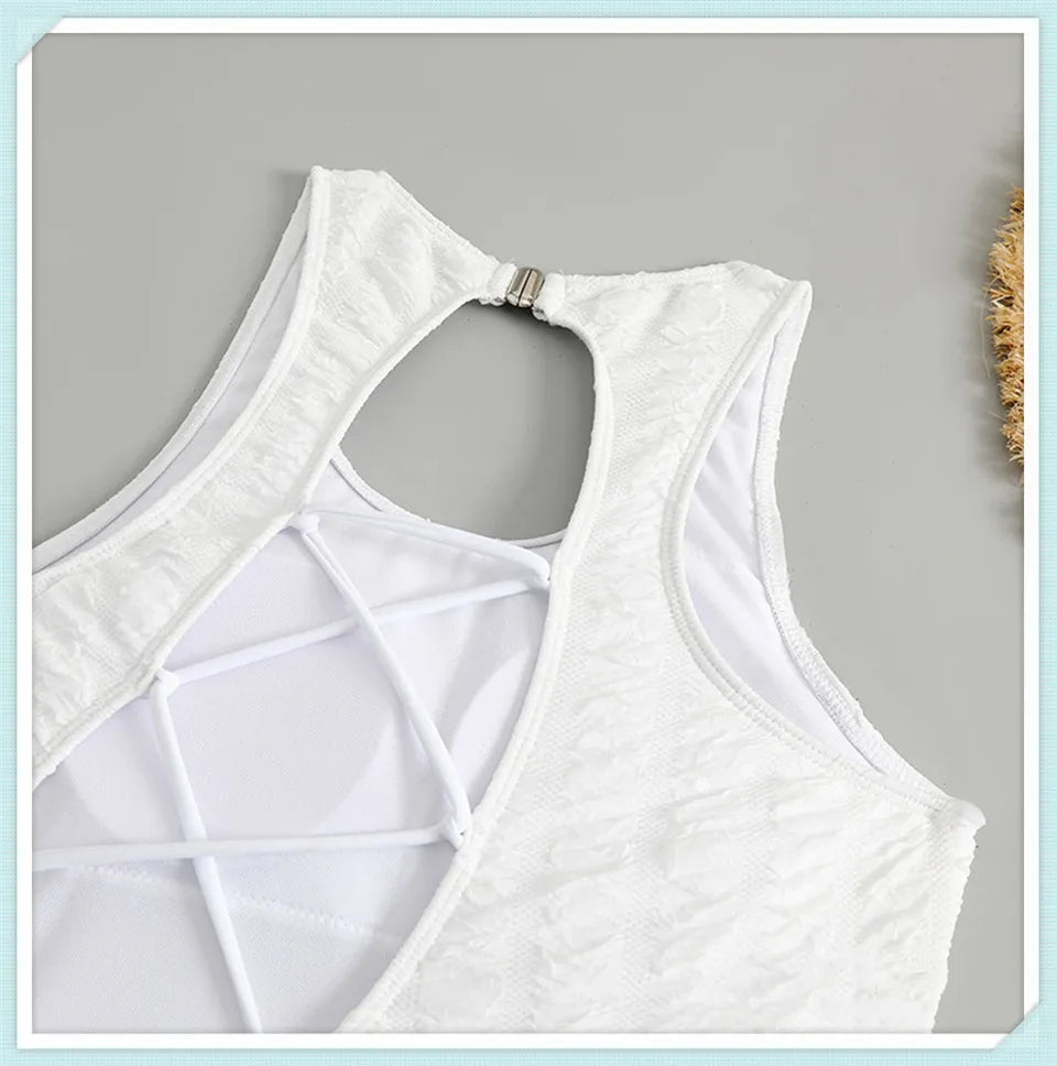 Lace Up Back Swimsuit One Piece Printed Swimwear Women Backless Bathing Swimming Suit Female Padded Beachwear Bodysuit