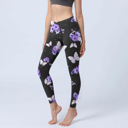 High Waisted Yoga Pants Leggings for Women Bamboo Print Workout Tights Non-See Through Gym Fitness Running Athletic Wear