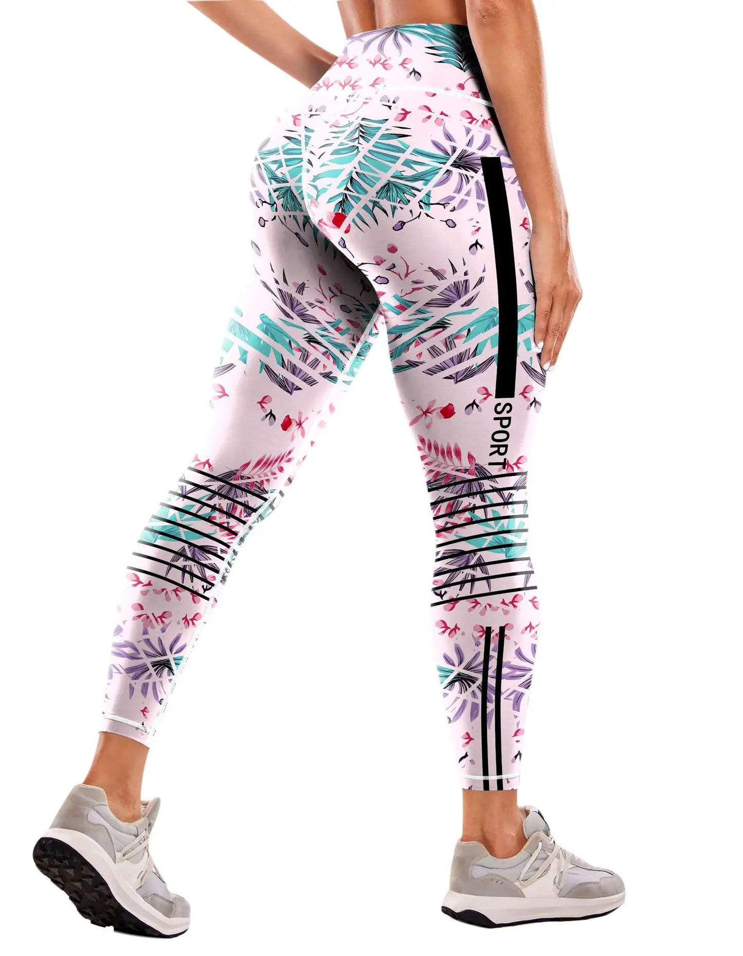 Women's 50-color high-waist printed yoga pants, hip-lifting tight quick-drying sports yoga pants