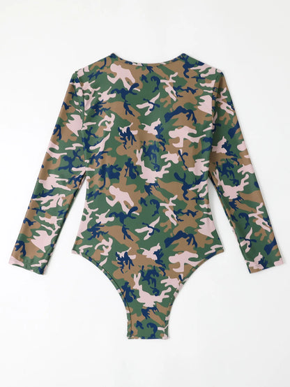 Rash Guard Long Sleeve Swimwear Women Surfsuit  Bikini One-Piece Swimsuit Mesh Patchwork Beach Wear Bath Suits Monokini