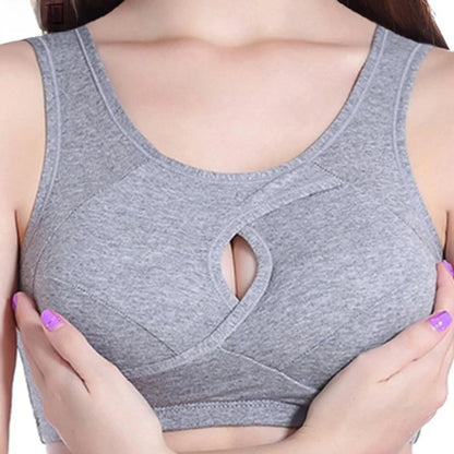 M-6XL Plus Size Breathable Cotton Bra Hollow Out Women's Underwear Removable breast pad Bralette Seamless Gathers Brassiere