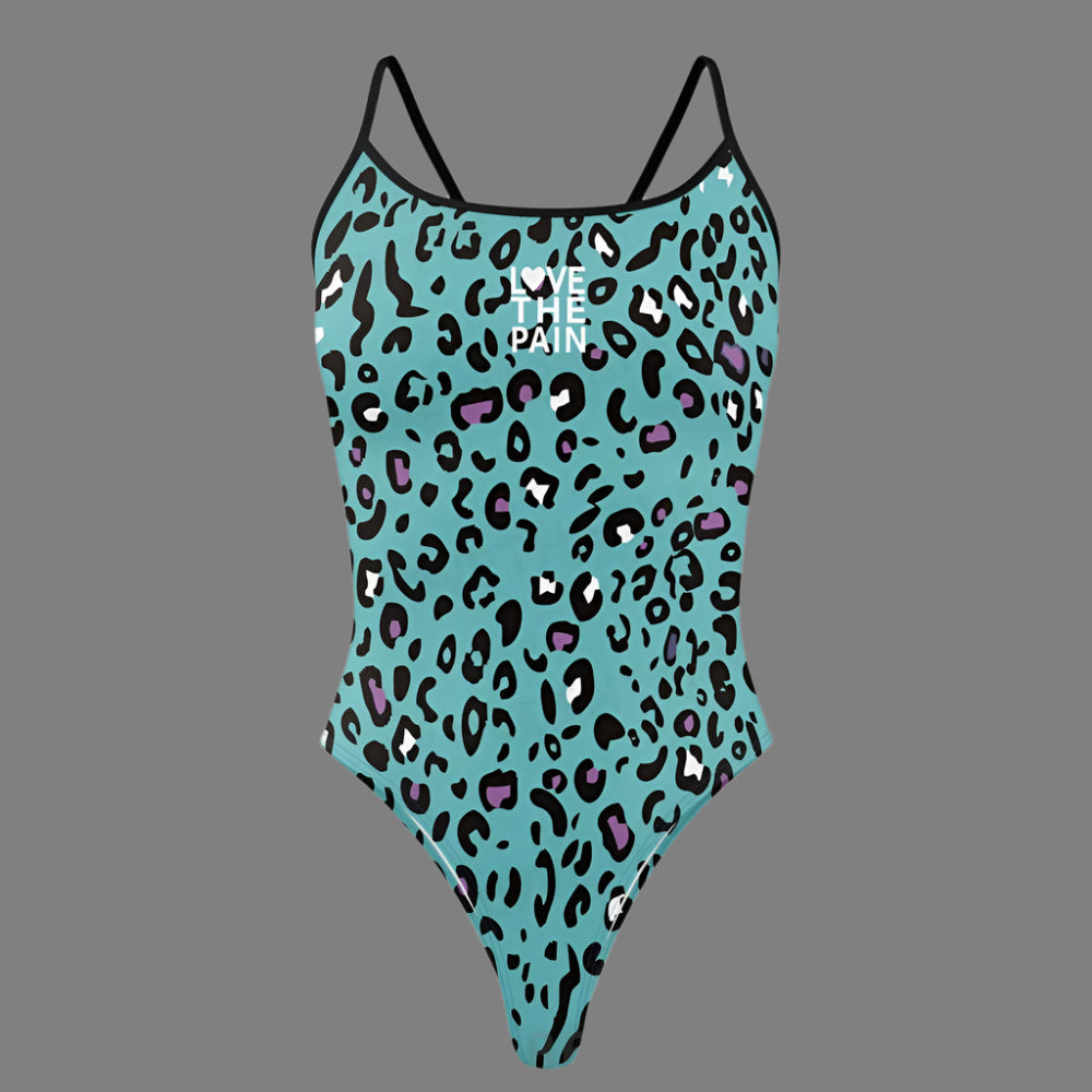 Love The Pain Female Skulls & Animal Print One Piece Swimsuit Swimwear