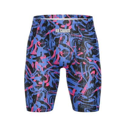 Summer Men's Pro Swim Jammer Athletic Practice Knee-Length Swimsuit Short Lycra Swimming Trunks Beach Tights Shorts Surf Pants