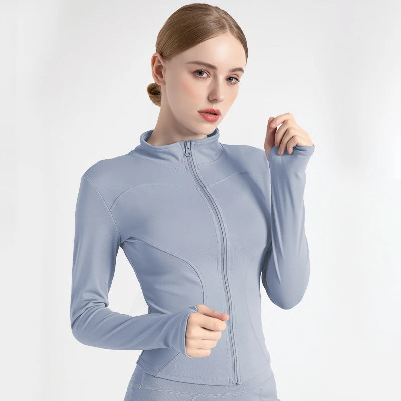Women's Jacket Yoga Sport Gym Coat Athletic Fitness Tight Fit Long Sleeved With Thumb Holes Jacket Women's Clothing