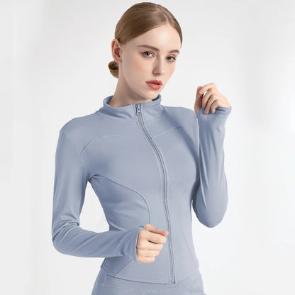 Women's Jacket Yoga Sport Gym Coat Athletic Fitness Tight Fit Long Sleeved With Thumb Holes Jacket Women's Clothing