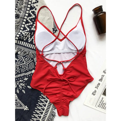 High Cut Backless Monokini Padded Women Swimwear One Piece Swimsuit Female Scrunch Butt Bather Bathing Suit Swim Lady