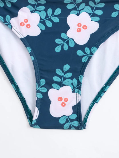 Floral Swimsuit Women One Piece Vintage Design Swimwear Female Backless Beachwear Bathers Bathing Swimming Swim Suit