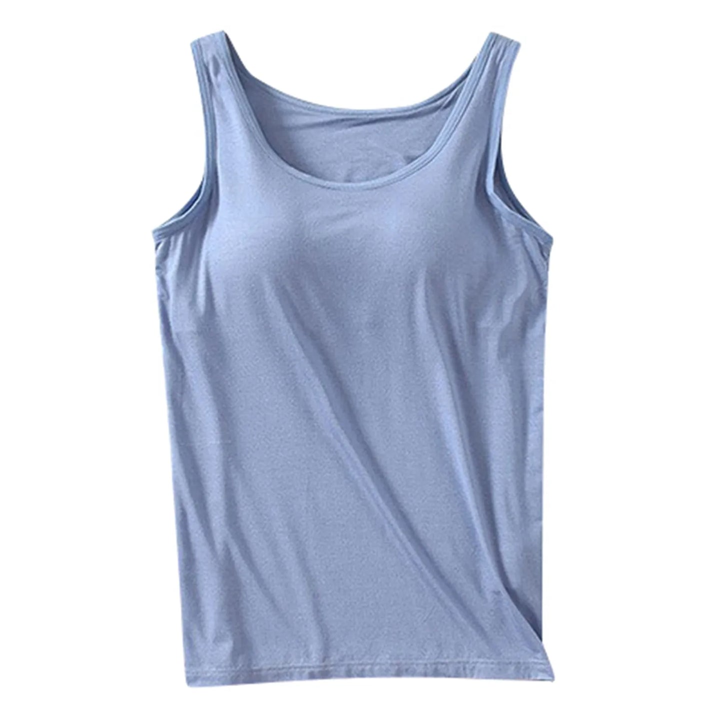 Women's Tank Tops With Built In Bras  Summer Casual Crew Neck Sleeveless Camisole Plus Size  Solid Color Tops For Women