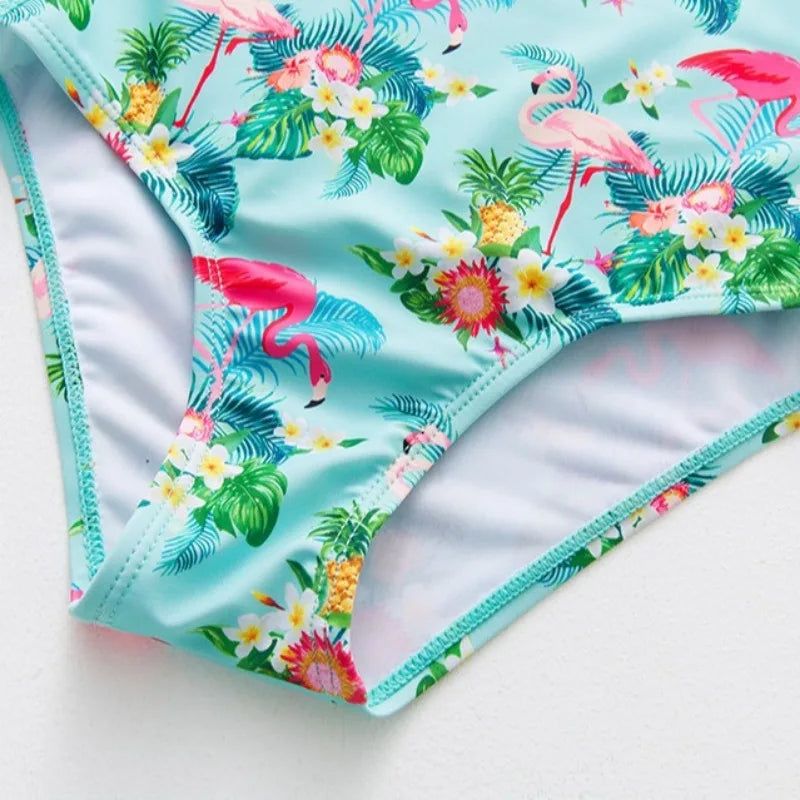 Kids Swimwear for Girls Flamingo Print One-pieces Swimming Suit Summer Beach Swimsuit Children Infant Bathing Suit Bikini