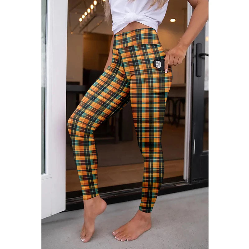 High Quality Women Elastic Pocket Pants Fashion High Waist 3D Printing Stretch Fitness Girls Leggings