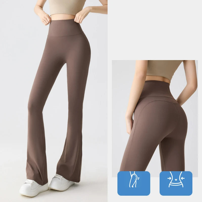 Spring Summer Micro Flared Sharkskin Leggings Women Tight Elastic Horseshoe Pants Sport Fitness Yoga Flared Pants
