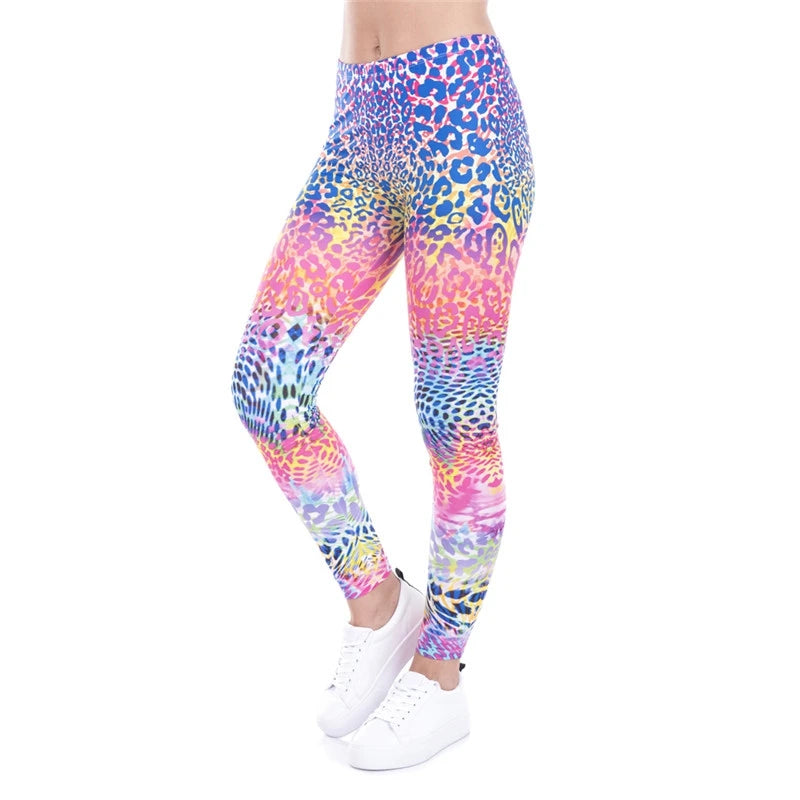 DeanFire Women's 80s Leggings Artistic Splash Printed Buttery Soft Stretchy Pants Leggings Elastic Waist Regular Trousers