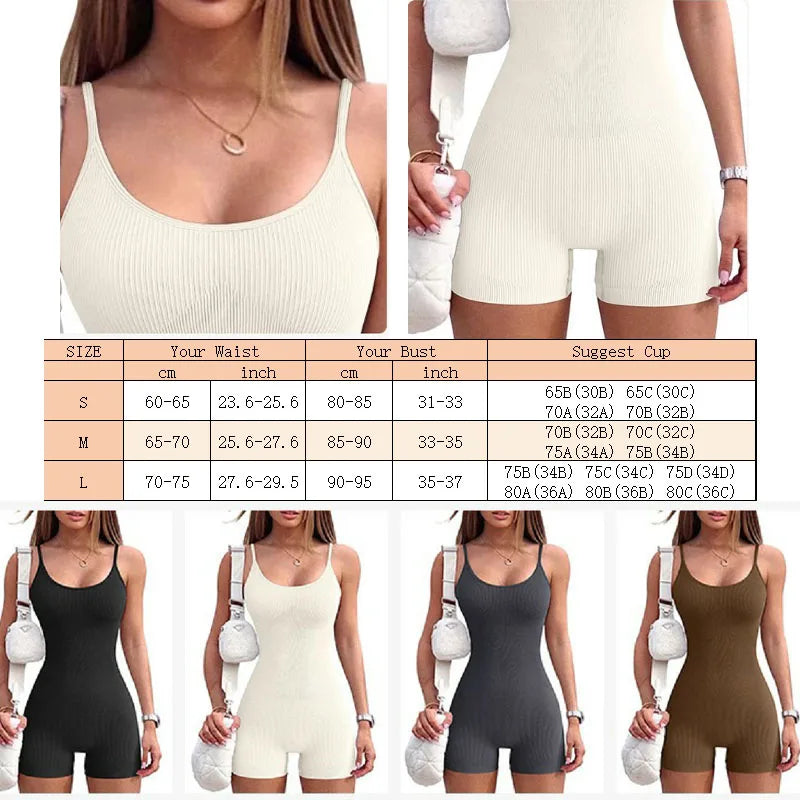Women's Ribbed Strappy Workout Playsuit