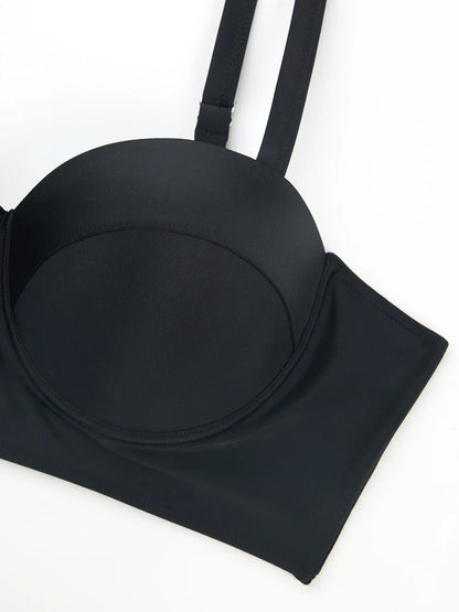 Large Plus Size Push Up Solid Bikini Two Piece High Waist Swimsuit Women Swimwear Female Bathing Suit Beachwear Swimming