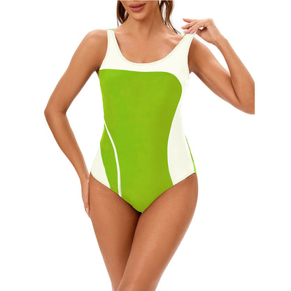 Womens One Piece Swimsuit Swim Leotard Sleeveless Open Back Athletic Bodysuit Swimwear Bathing Suits Color Block Sport Swimsuits