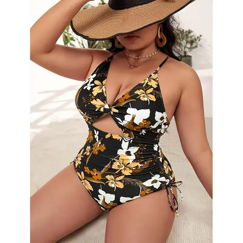One Piece Swimsuit Women Print Large Size Swimwear Female Mujer Beachwear Summer Monokini Push Up Bathing Suit 4XL