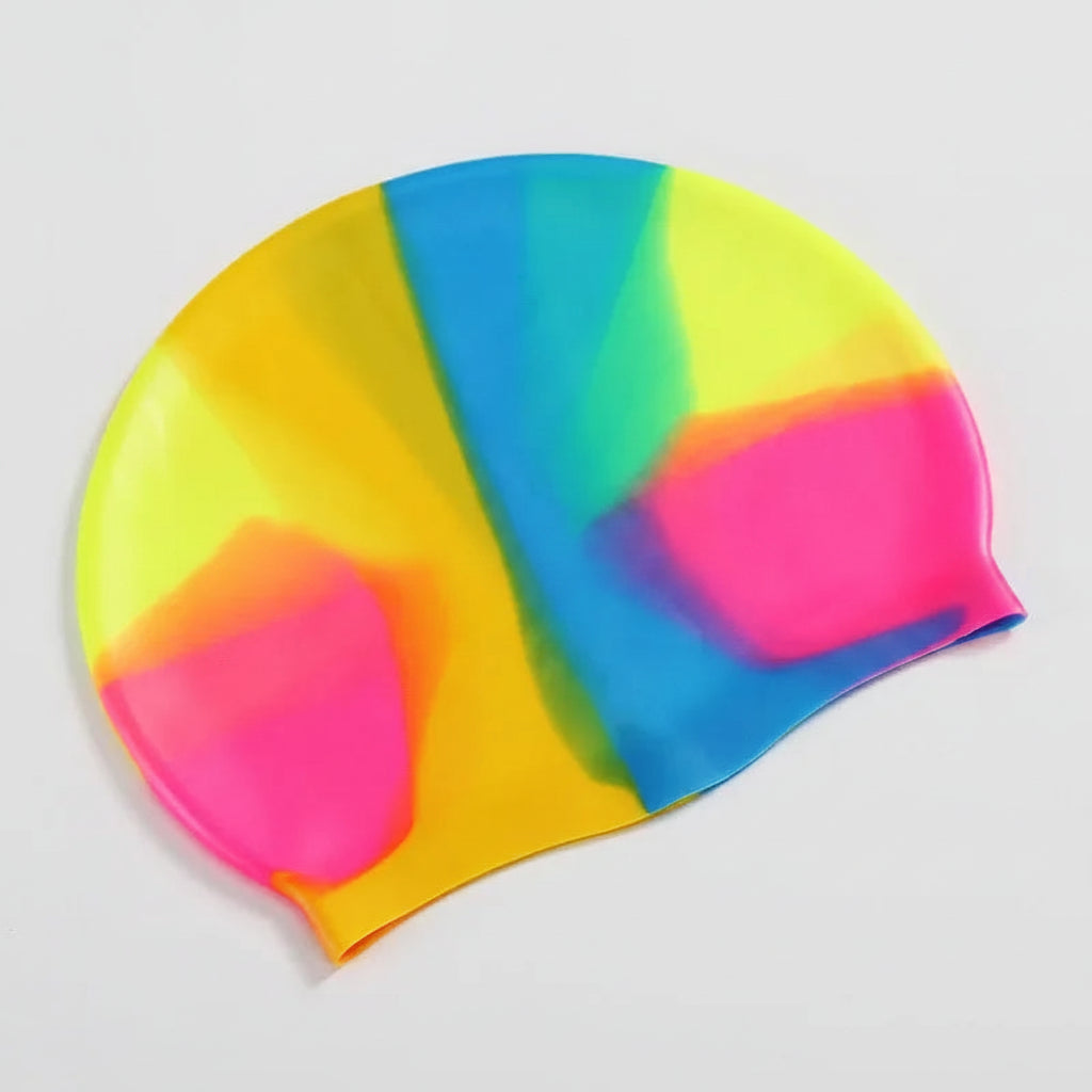Color Block Silicone Adult Waterproof Swimming Cap Dry Hair Swim Cap for Men Women Protect Ear Swim Hat Swimming Accessories
