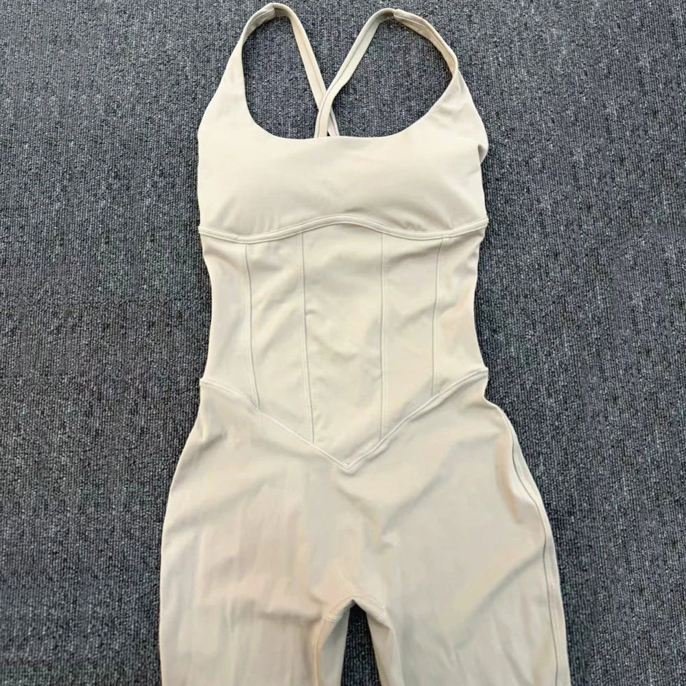 Women's Adjustable Cross-Back Workout Jumpsuit