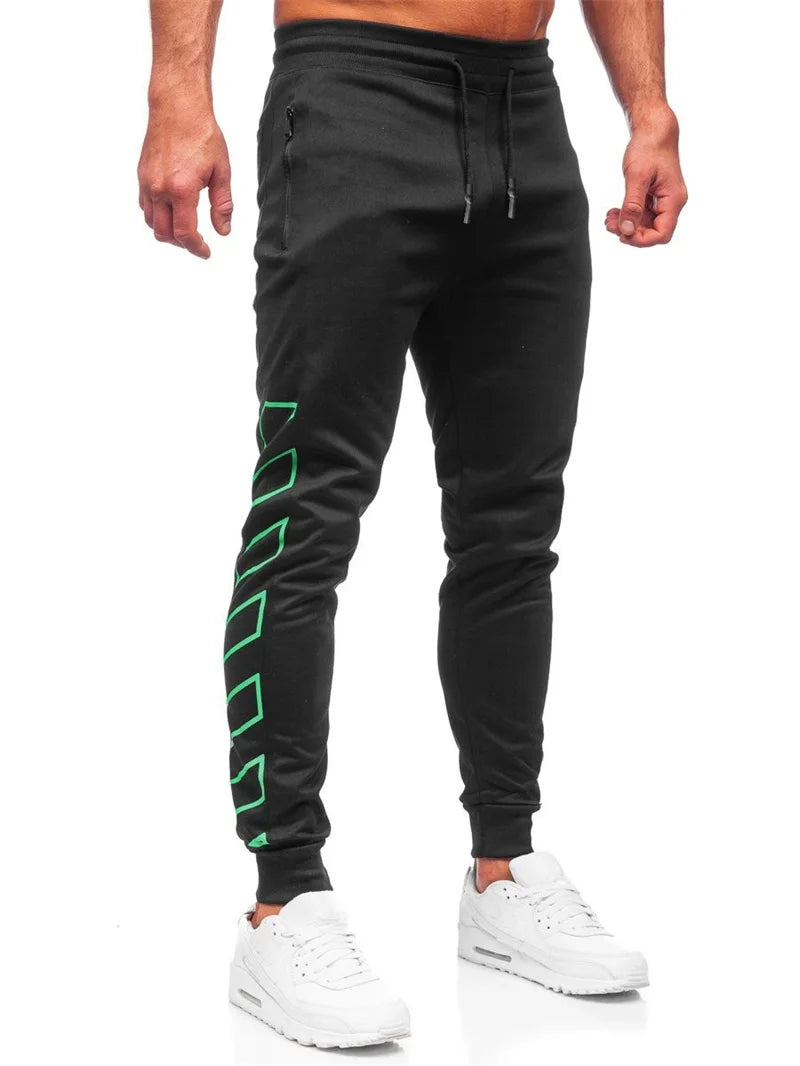 Spring Autumn Zipper pocket Men pants Comfortable quick-dry sweatpants printing trousers Men Slim Fit casual Sports Pants