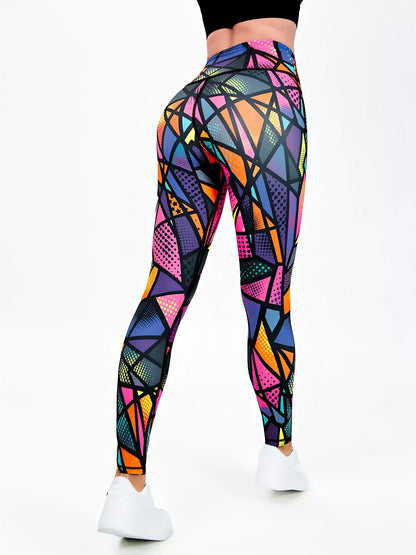 Women's 50-color high-waist printed yoga pants, hip-lifting tight quick-drying sports yoga pants