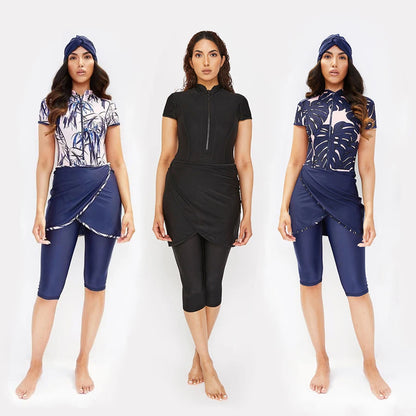 3PCS Modest Burkini Femmes Short/Long Sleeves Islamic Swim Suit Swimwear Women Swimsuit