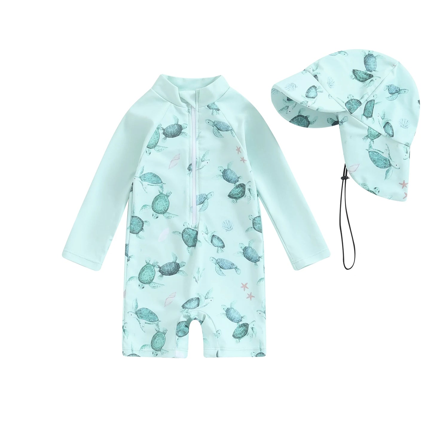Baby Boy Swimwear Cute Summer Kid Bikini Set Whale Print Long Sleeve Rash Guard Swimsuit Sun Hat Toddler Bathing Suit