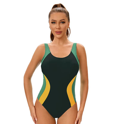 2025 New Surfing Suit Women's One Piece Sports Swimsuit U Neck Backless Conservative Sunscreen Vest Bikini Monokini Swimwear