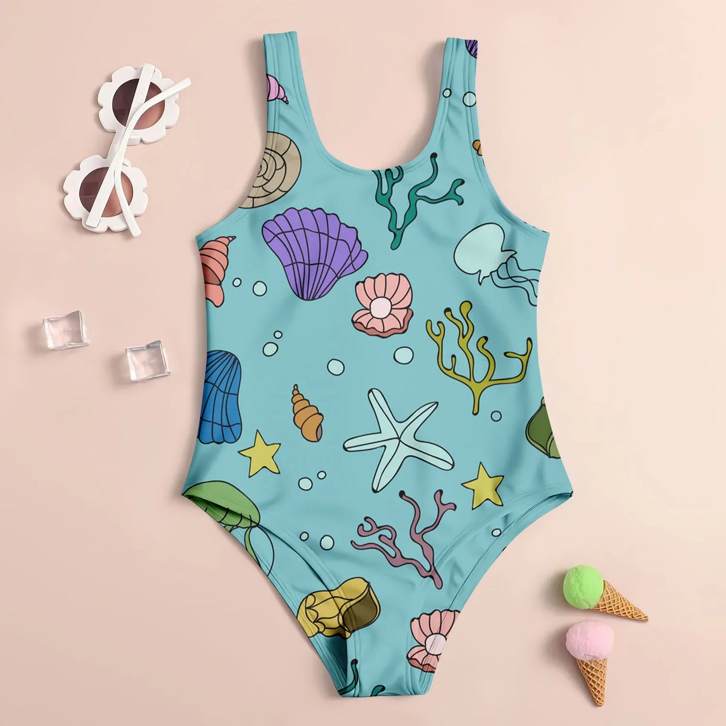 Summer Fashion Children's Swimsuit Cute 3D Printed Girl's Swimsuit Cartoon Trendy Beach Party Vacation Comfortable Diving Sports