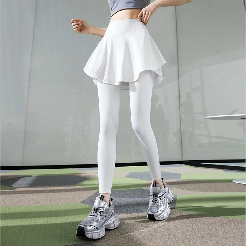 Tummy Control Skirted Legging Gym with Pocket Sports Leggings High Waist Workout Pants Tennis Pickleball Running Capris