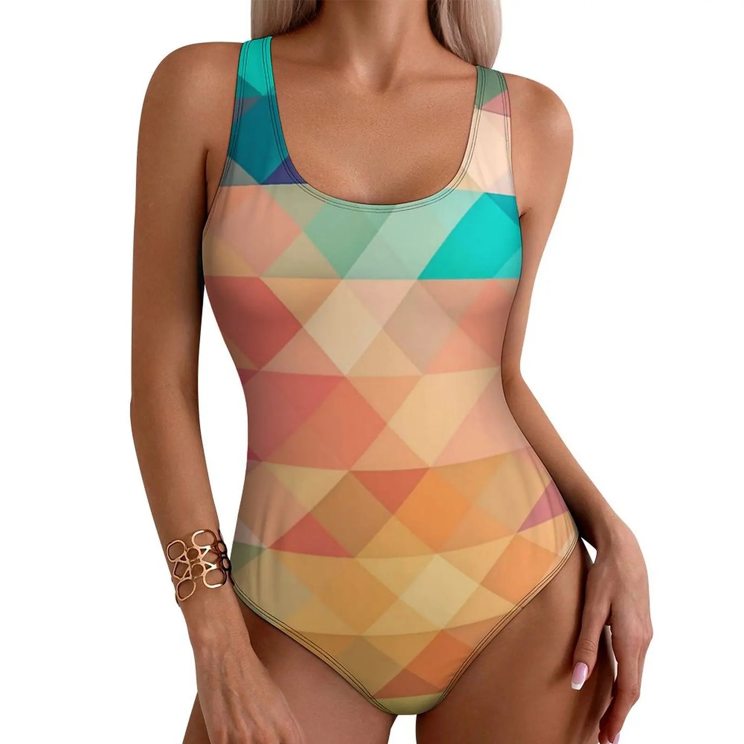 Geometry Swimsuit Fluid Lines Print Swimwear One-Piece Holiday Surf Bodysuit Hollow Out Bathing Suit Push Up Beach Wear