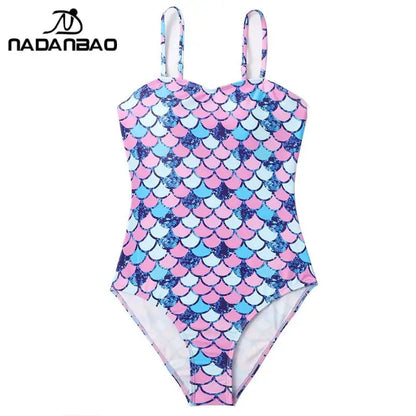 Women Mermaid One-Piece Swimsuit Fish Scale Printed Camisole Bodysuit Slim Triangular Swimwear Beach Wear