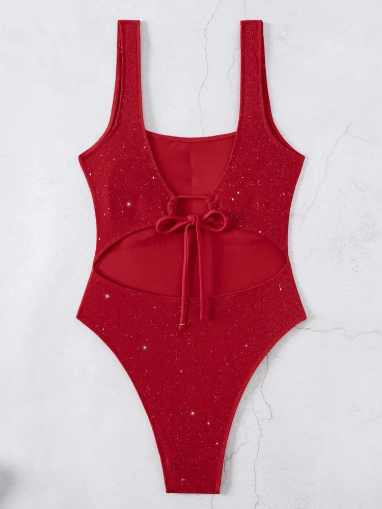 Female Solid Strapped Swimwear Women Push Up One Piece Swimsuit Monokini Lady Backless Hollow Bathing Suit