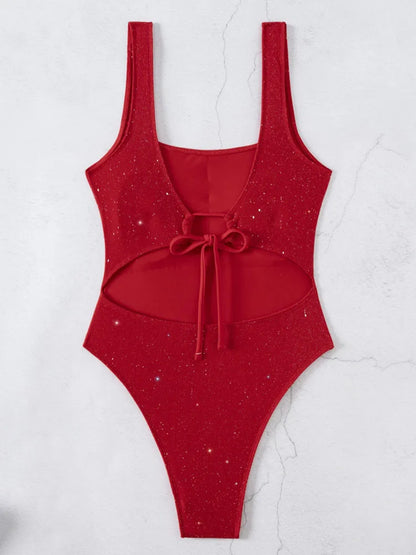 Female Solid Strapped Swimwear Women Push Up One Piece Swimsuit Monokini Lady Backless Hollow Bathing Suit