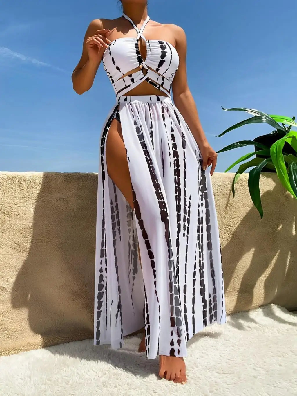 3 Pieces Halter Bikini Swimsuit Women & Beach Skirt Swimwear Female Bathers Bathing Swimming Swim Suit Beachwear