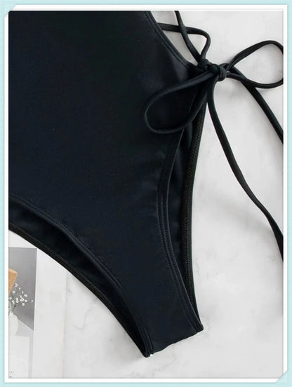 Lace Up Back Swimsuit One Piece Printed Swimwear Women Backless Bathing Swimming Suit Female Padded Beachwear Bodysuit