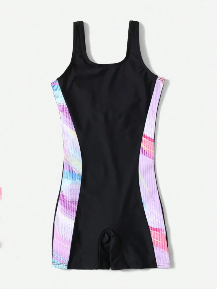 One Piece Swimsuit Girls Kids Striped Sling Children Swimwear Summer Backless Bodysuit Beach Wear Bathing Suit Swimming