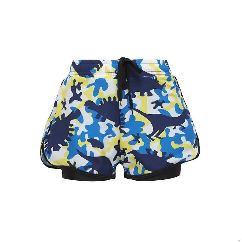 Children's Swim Trunks, Youth Boys, Middle and Teenage Kids, Double Layer Swim Shorts, Summer Cartoon Beach Boxer, Full Set