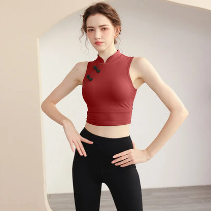 Nylon Top Women Bra Gym Sport Yoga Sexiest Bra Women's Event Underwear Chest Pad Removable Traditional Chinese Style
