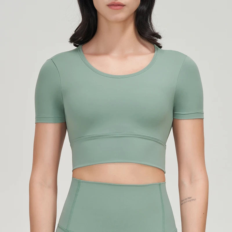 Nylon Gym Bra Top Women Yoga Sport Shirts Crop Top Tight Elastic Breathable Chest Pad Removable Women's Clothing 6 Colors
