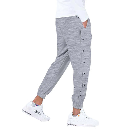 Men's Pants Loose Fit Button Side Basketball Training Joggers Gym Fitness Sports Pants Elastic Waist Summer Trousers