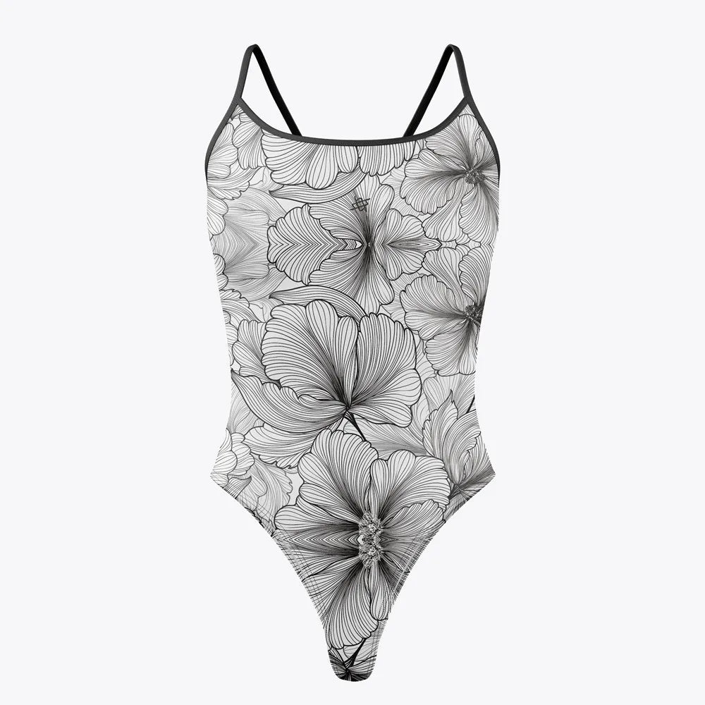 One-piece Swimsuit Print Bathing Suits Competition Swimwear Floral Female Open water Swimming Practice Beachwear