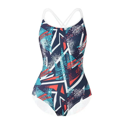 Women Flower Printed One-piece Racing Competition Swimsuit Fashion Sun Protection High Stretch Training Professional Swimwear