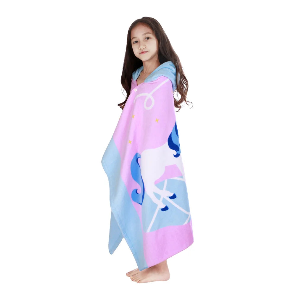 Cartoon Child Kid Hooded Cloak Infant Bathrobe Baby Bath Towel Robe Cotton Boy Girl Beach Robe Dinosaur Cape Newborn Wrap Blanket