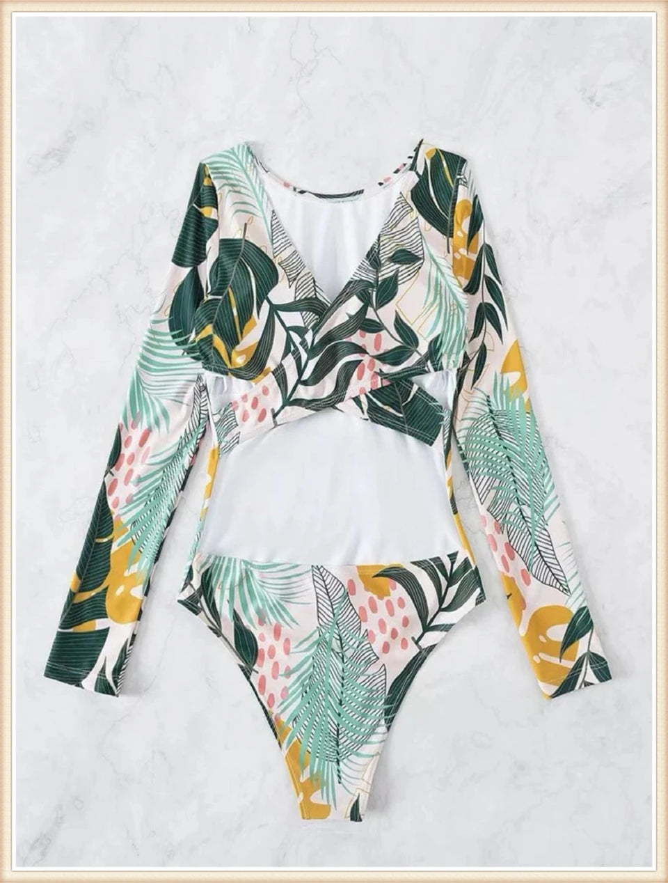 Surf Long Sleeve Swimsuit Women Back Cut Out One Piece Diving Clothes Swimwear Female Printed Bathing Swimming Bodysuit