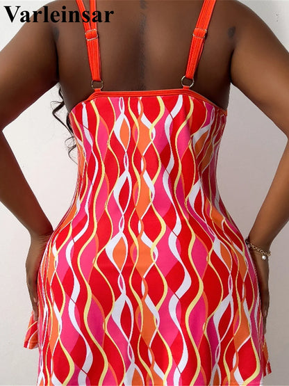 0XL - 4XL Printed Tankini Large Size Swimwear Plus Size Women Swimsuit Female Two-pieces Tankini set Bather Bathing Suit