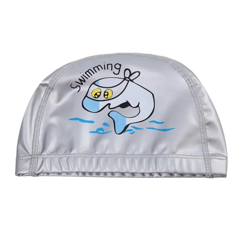 Kids Children Swimming Cap Waterproof PU Fabric Cute Cartoon Animal Dolphin Protect Ears Long Hair Boys Girls Swim Pool Caps Hat