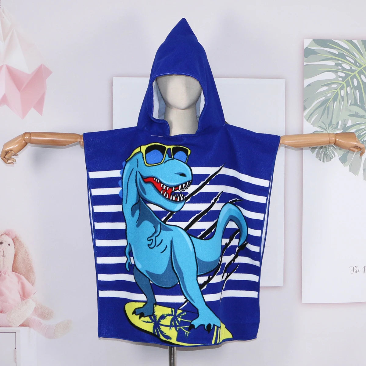 60X120cm Cartoon Kids Hooded Bath Beach Poncho Towels Shark Cute Bathrobe Toddler Boys Girls Cloak Child Bathing Stuff Quick Dry