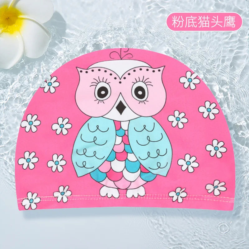 PU Coating Cartoon Children Swimming Hat for 1-7 Year Old Boys Girls Elastic Swimming Cap Shower Beach Pool Accessories