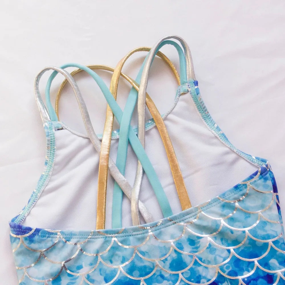 UV Teens Girl Swimsuit One Piece Swimming Jumpsuit Fish scale Bathing Suit SPF 50 Sleeveless Kids Swimwear for Girls 4-14 Years